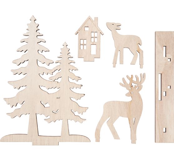 VBS Holz-Steckmotiv "Rehe am Waldesrand", 5-tlg.
