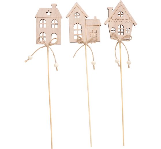 VBS Holz-Stecker "Häuser", 3-er Set