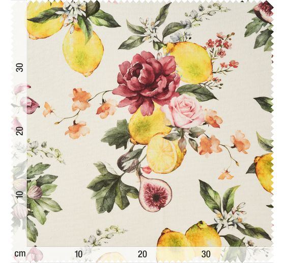 Cotton fabric "Lemon and Roses"