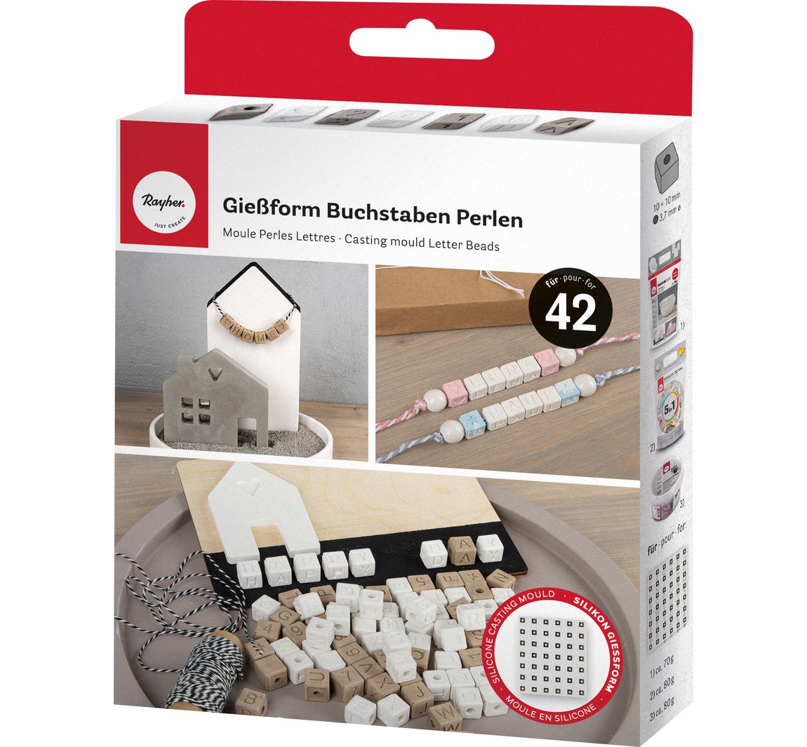 Silikon-Gießform "Perlen - Buchstaben & Zahlen"