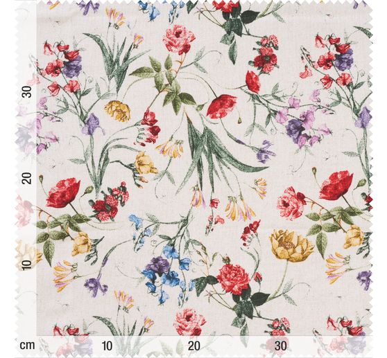 Dekostoff Leinenoptik "Sommerblumen"
