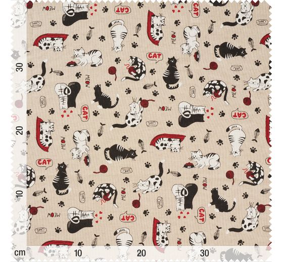 Dekostoff Leinenoptik "Cats"
