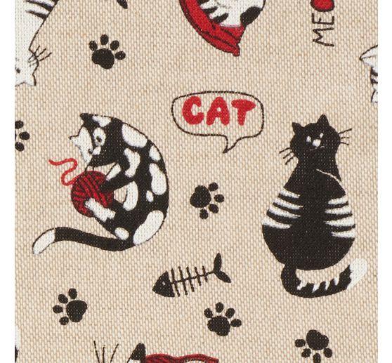 Dekostoff Leinenoptik "Cats"