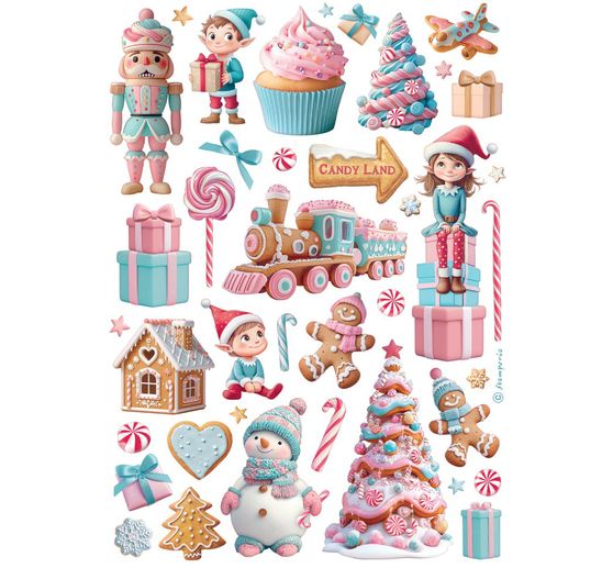 Motiv-Strohseiden Sortiment "Candy Christmas", 6er-Set