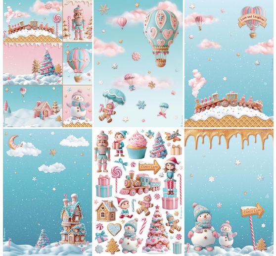 Motiv-Strohseiden Sortiment "Candy Christmas", 6er-Set