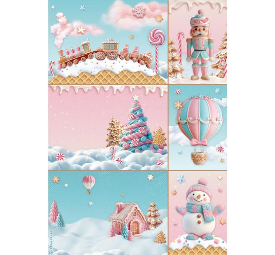 Motiv-Strohseiden Sortiment "Candy Christmas", 6er-Set