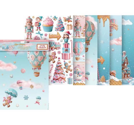 Motiv-Strohseiden Sortiment "Candy Christmas", 6er-Set
