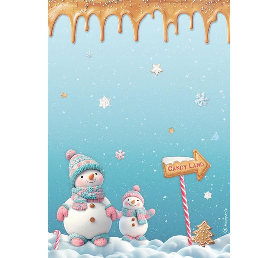 Motiv-Strohseide "Candy Christmas - Snowman"