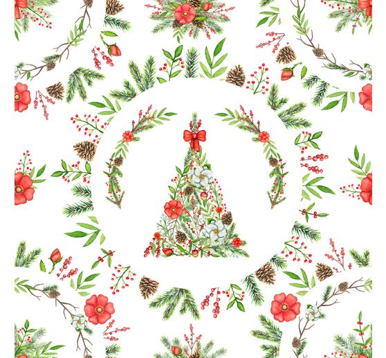 Dekostoff Leinenoptik "Weihnachtsbaum"