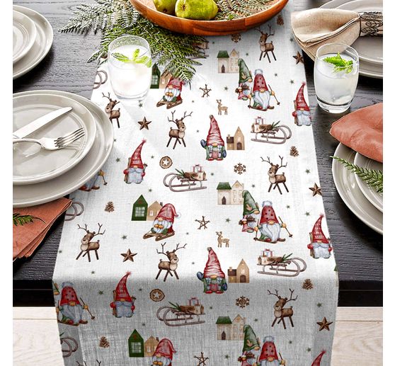 Motif fabric linen optics "Secret Santa world"