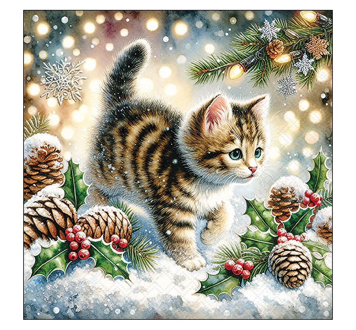 Serviette "Cute Cat In The Snow"