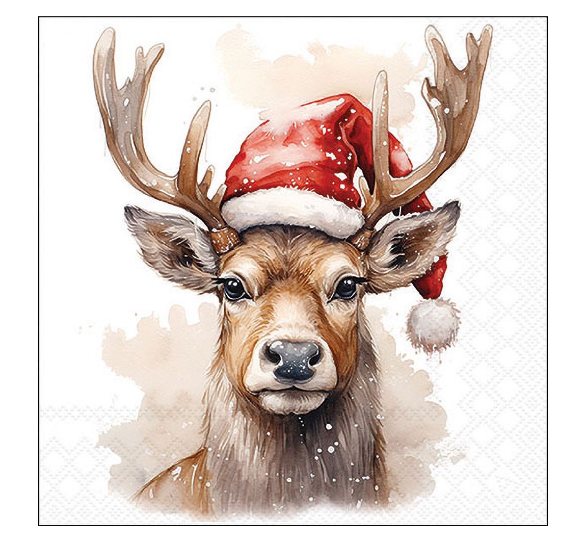 Serviette "Deer With Santa Hat"