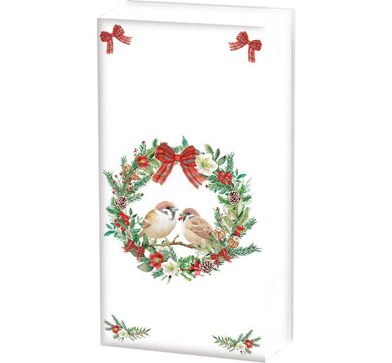 Papiertaschentücher "Sparrows In Wreath"