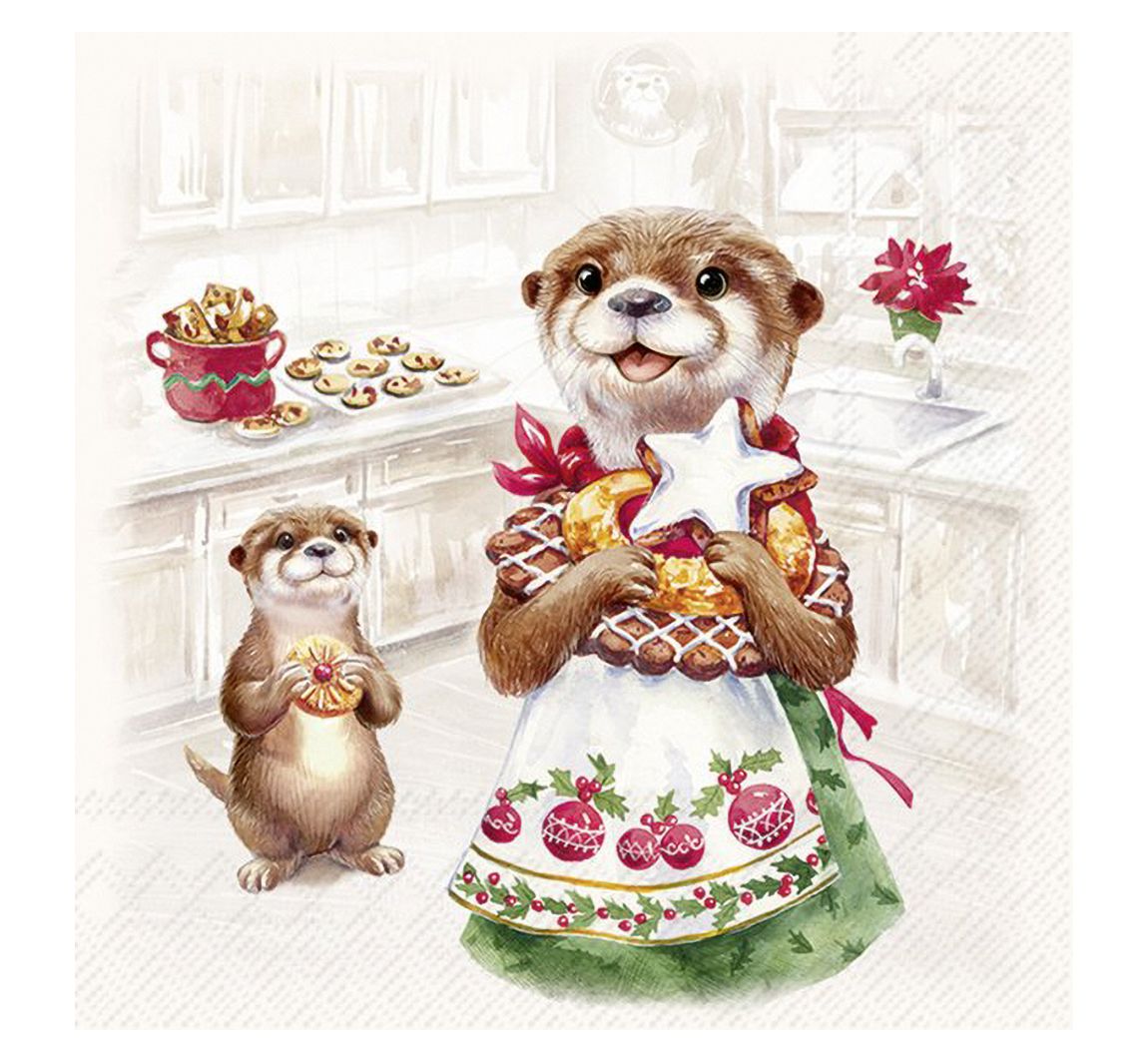 Serviette "Otter Family Baked"