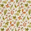 Motif fabric linen optics "Autumn leaves and mushrooms"
