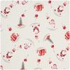 Motif fabric linen optics with gold print "Snowman and Santa"