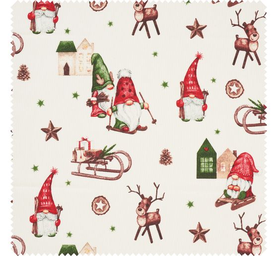 Motif fabric linen optics "Secret Santa world"