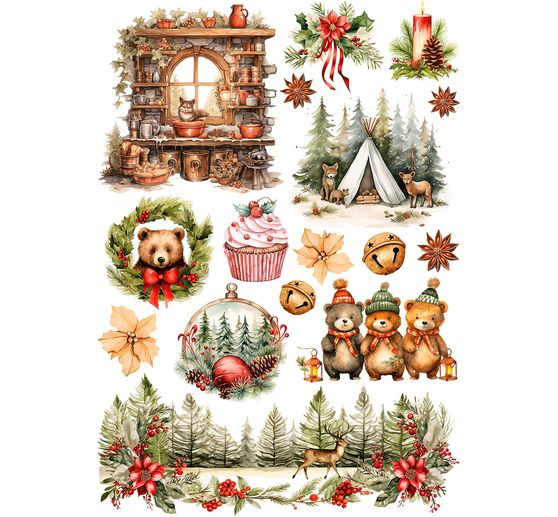 Motif straw silk assortment "Cosy Christmas", set of 8