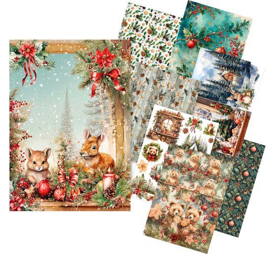 Motif straw silk assortment "Cosy Christmas", set of 8