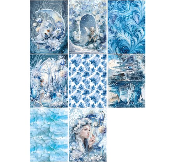 Motiv-Strohseiden Sortiment "Frozen Land", 8er-Set