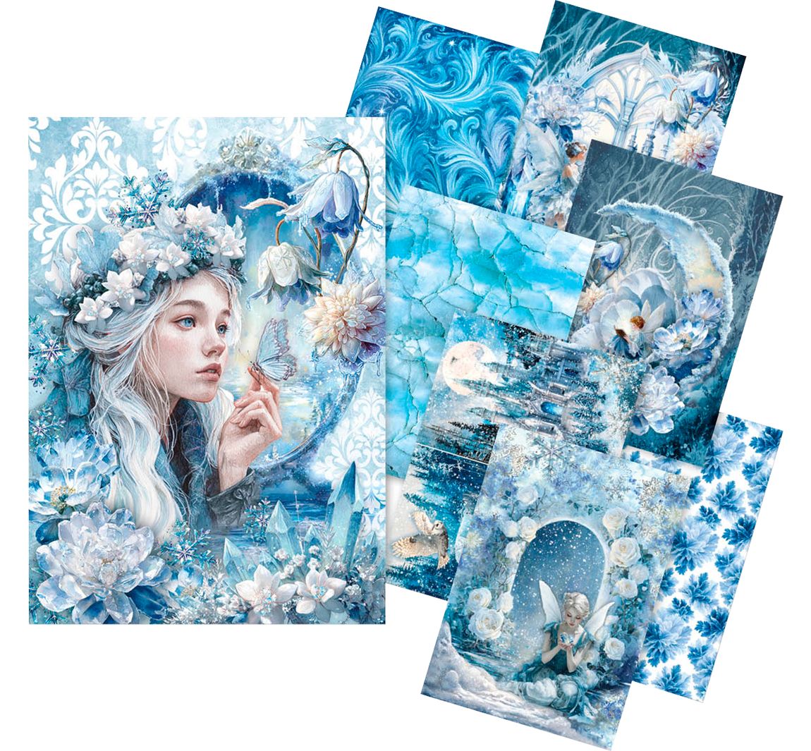 Motiv-Strohseiden Sortiment "Frozen Land", 8er-Set