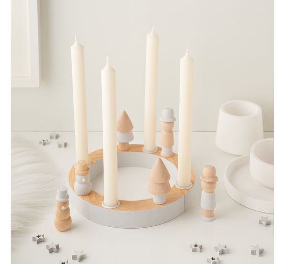 VBS Wooden wreath / candle holder, 4 parts