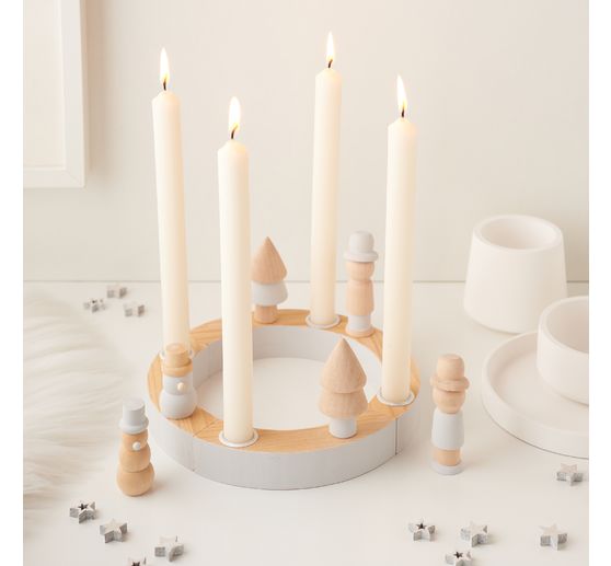 VBS Wooden wreath / candle holder, 4 parts