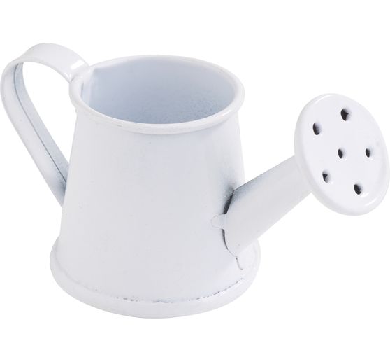 Miniature metal watering can, white