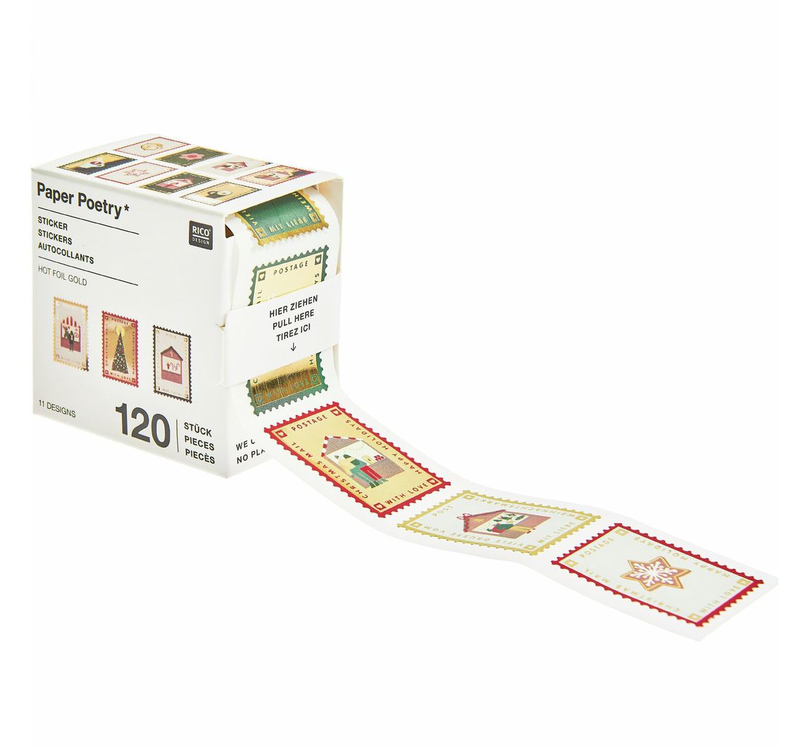 Stickerrolle "Briefmarken Weihnachtspost"