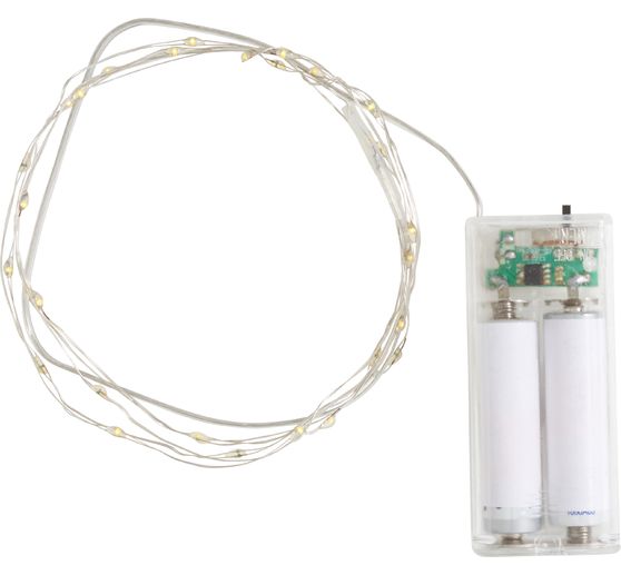 VBS Micro LED chain of lights, gold colored wire, with timer 6/18 hours, 10 LEDs