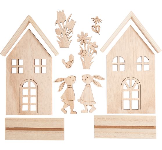VBS Holz-Steckmotiv "Bunny Cottage", 2er-Set