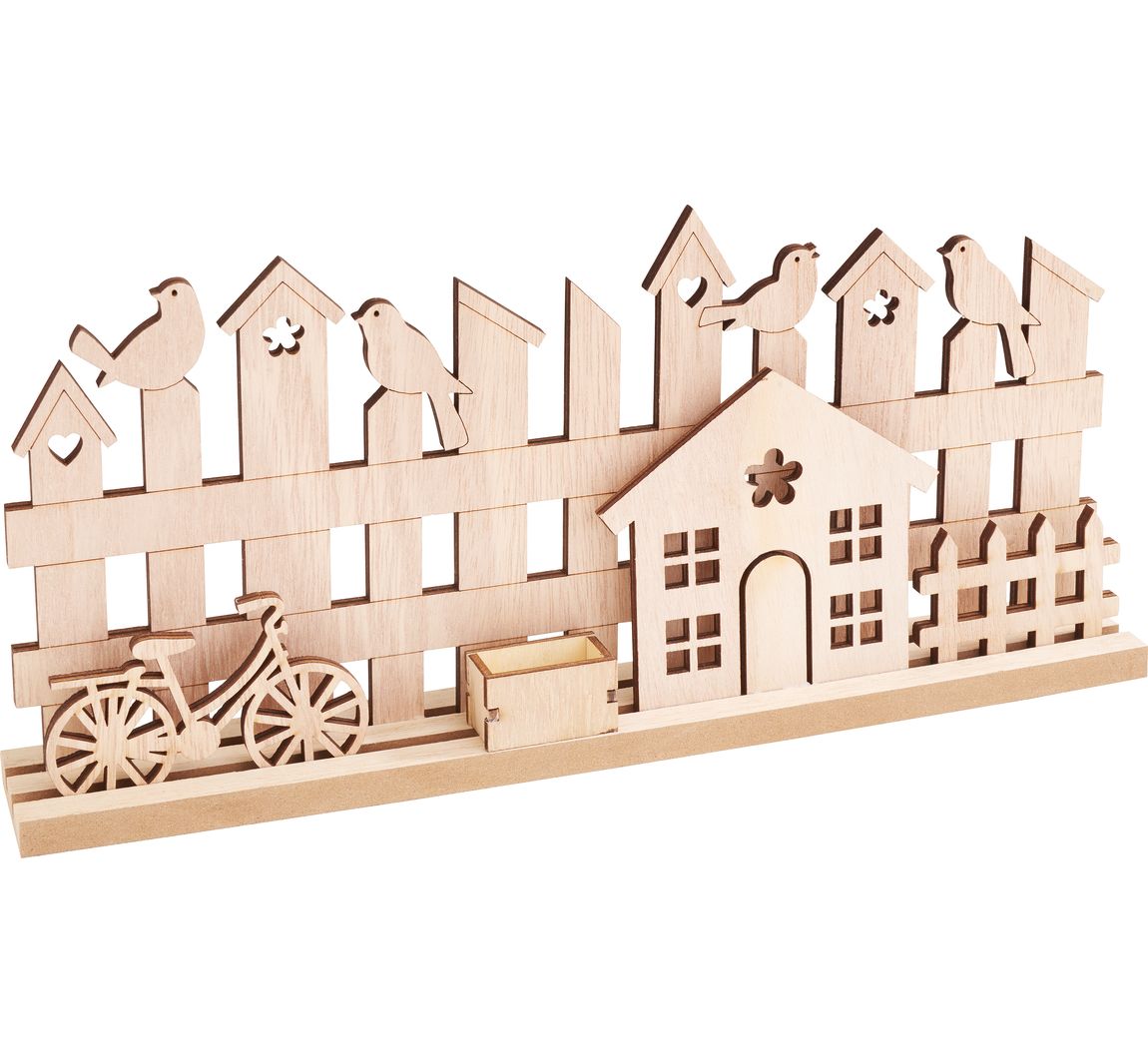 VBS Holz-Steckmotiv "Fahrrad am Gartenzaun"