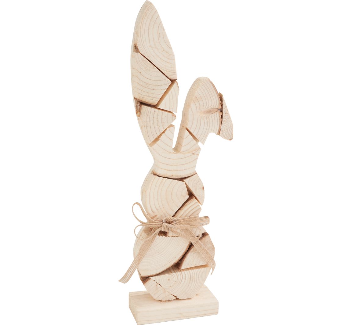 Holzstückchen-Hase auf Sockel
