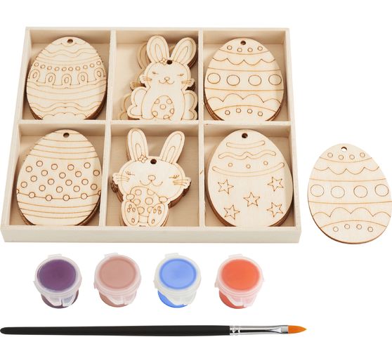 VBS Holzmotive "Ostern" mit Farbe und Pinsel