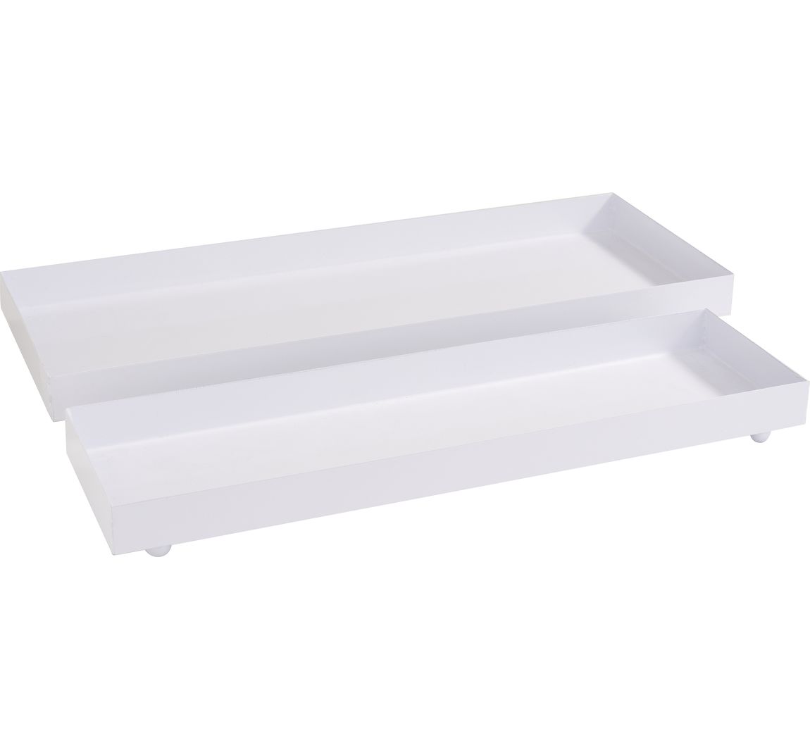Metall-Tablett, rechteckig, 2er-Set, weiß