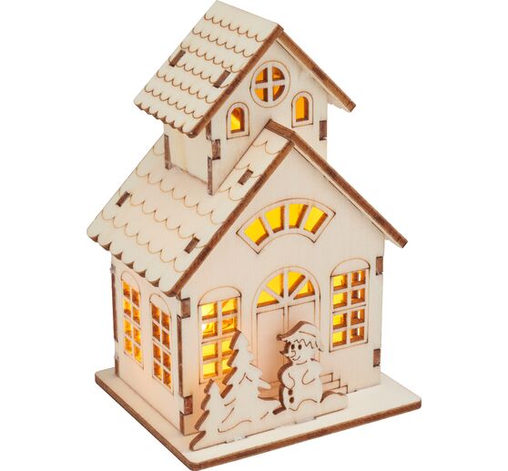 VBS Holzbausatz "Haus mit Turm und Schneemann", inkl. LED