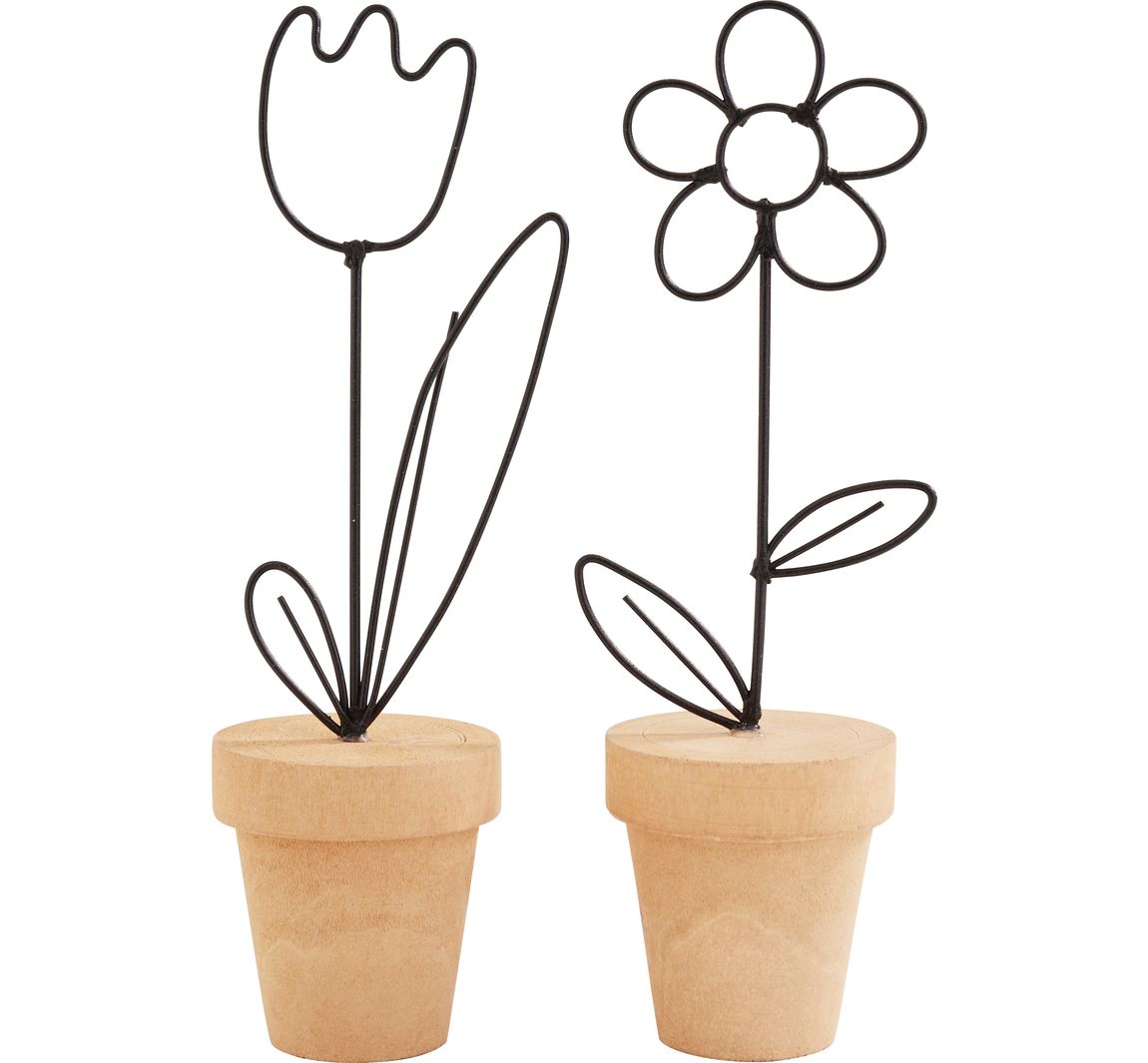 Draht-Blume im Topf, 2 Stück