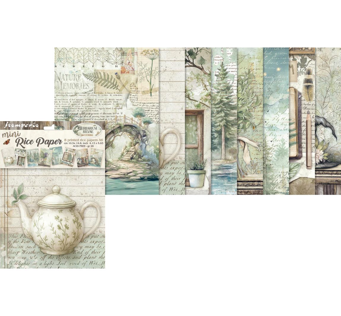 Motiv-Strohseiden Sortiment "Herbarium Silvae", 8er Set