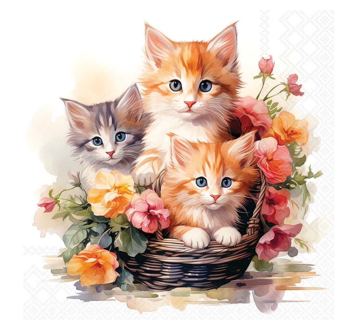 Serviette "Kittens in Basket"