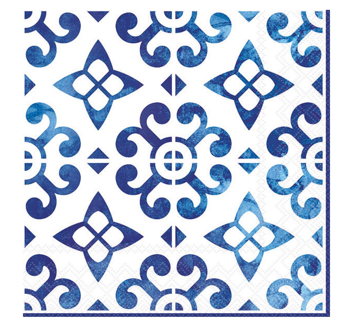Serviette "Nordisch blau Kacheln"