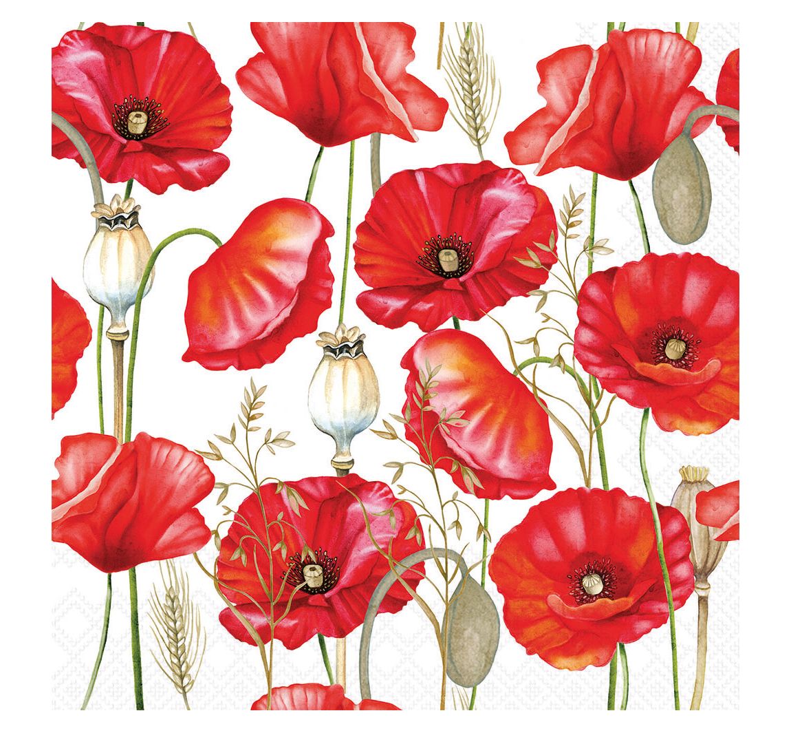 Serviette "Poppy over White"