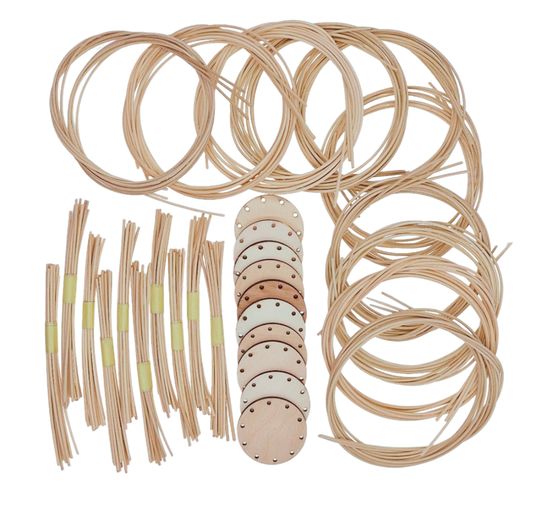 VBS XXL Bastelset Peddigrohr "Mini-Korb mit Griff", 10 Stück