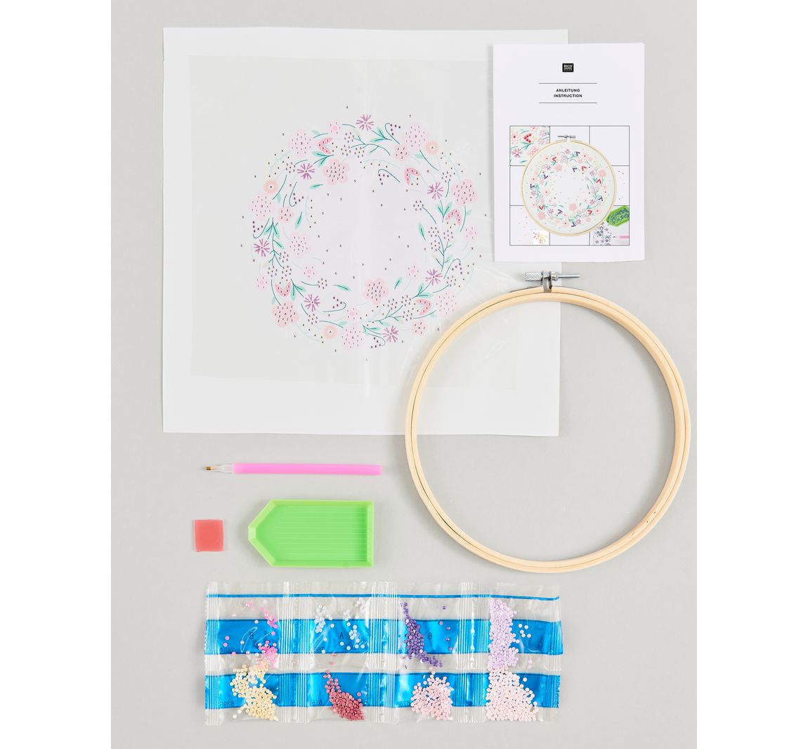 Diamond Painting Set Funkelnder Blumenkranz