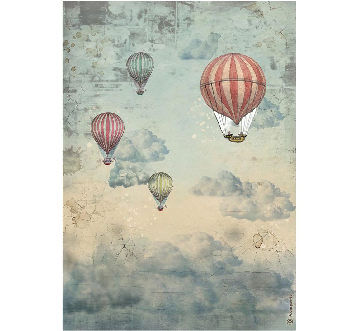 Motiv-Strohseide "Voyages Fantastiques - Air Balloons"