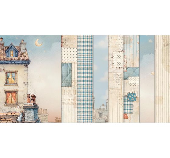 Motiv-Strohseide Backgrounds "Family", 8er-Set