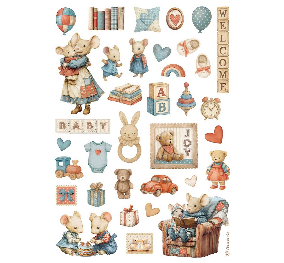 Motiv-Strohseide "Baby - Accessories"