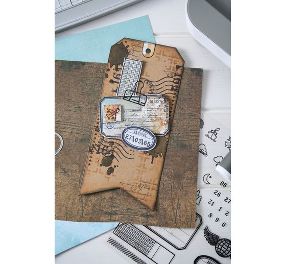 Sizzix Framelits Stanzschablone und Clear Stamps "Globetrotter&rsquo;s Mark by 49 & Ma