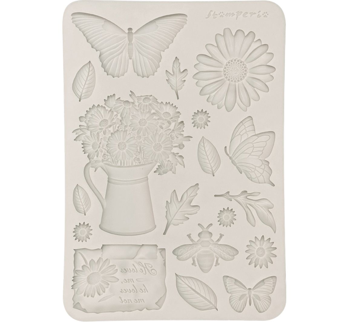 Silikonform A5 "Daisy Art", Daisy and Butterfly