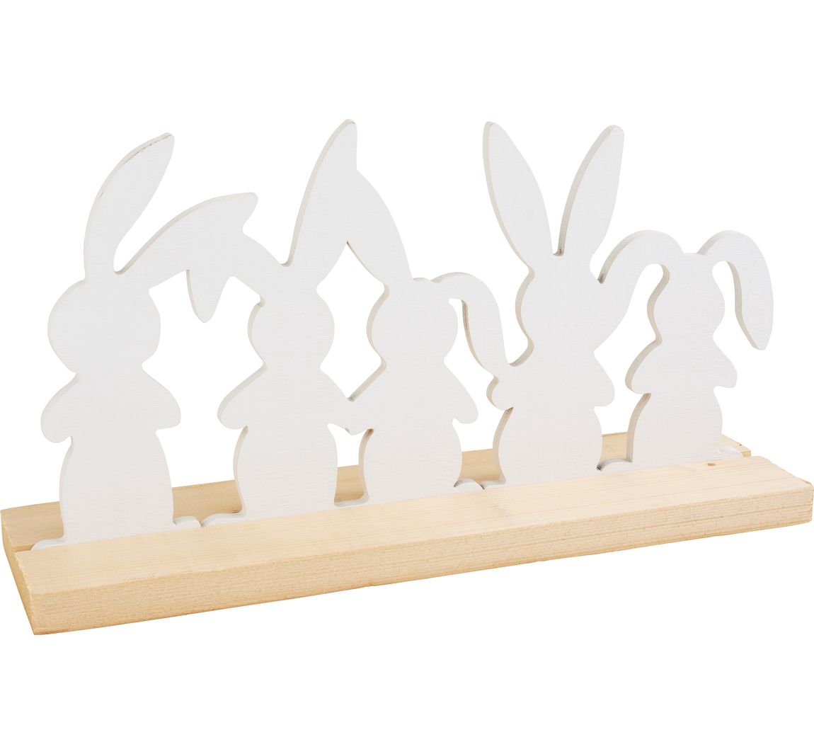 Holz-Deko "Hasenfamilie auf Sockel"