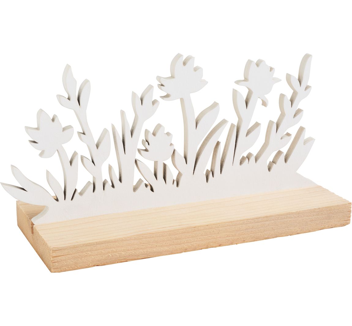 Holz-Deko "Blumenwiese auf Sockel"